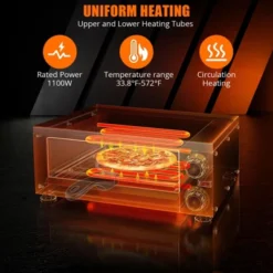 1100W Countertop Electric Pizza Oven,Stainless Steel Pizza Oven Maker With Timer & Removable Tray For Home, Kitchen & Restaurant -Furniture GUEST 14bc15d5 5435 4c6b 91d8 944aa9349fa8