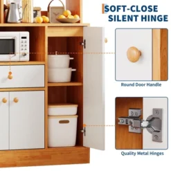 Kitchen Pantry Cabinet With Drawers, Large Wood Sideboard Buffet Cabinets With Doors, Adjustable Shelf & Storage Rack, Freestanding Cupboard -Furniture GUEST 158f642e d424 4e35 aa2d cbfc62005274