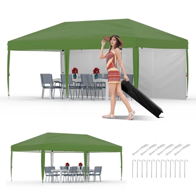 10x20 Pop Up Canopy With 2 Sidewalls - Heavy Duty Outdoor Canopy Tent With Portable Roller Bag 13 10x20 Pop Up Canopy With 2 Sidewalls - Heavy Duty Outdoor Canopy Tent With Portable Roller Bag - Image 11