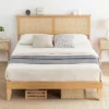 Bed Frame With Natural Rattan Headboard, Platform Queen Bed Frame With Lights, Mattress Foundation, Noise-Free -Furniture GUEST 15ba10fe 589a 48c3 8d50 536b426140af