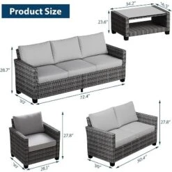 Patio Furniture Sets 6 Pieces, PE Wicker Modern Patio Conversation Set With Storage Cushions -Furniture GUEST 15fa2131 d57e 4387 9265 3d3ebff451d3