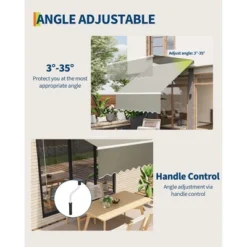 Manual Retractable Awning, Waterproof Sun Shade Patio Awning, Heavy Duty Aluminum Frame, 280g Polyester Fabric, Adjustable Roll Out Awning -Furniture GUEST 160d37fe 399f 4312 9ba0 ba9c132c13c3