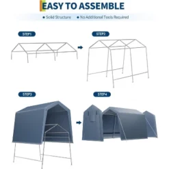 Storage Shed, Portable Carport 7x12FT - Outdoor With Roll-up Zipper Door, Windows, Waterproof Tarp For Motorcycle, Bike, Garden Tools 15 Storage Shed, Portable Carport 7x12FT - Outdoor With Roll-up Zipper Door, Windows, Waterproof Tarp For Motorcycle, Bike, Garden Tools -Furniture GUEST 162b2aa6 8ac2 4889 9912 ede845e635c1