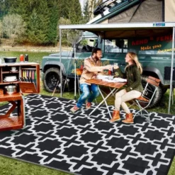 6x9 Outdoor Rug Non Slip - Washable Picnic Rug For Patio, Camping, Beach (Black & White) -Furniture GUEST 1684edb0 c77c 469f b11d 3cfc215153dd