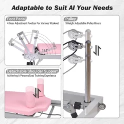 Pink Pilates Reformer Machine 77.5" Foldable Pilates Equipment For Home Gym Workout,Pink Adjustability Pilates Workout Equipment With Resistance Ropes -Furniture GUEST 168a31d8 bd10 4343 adca d332bdebc745