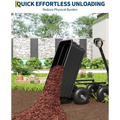 Poly Dump Cart - Heavy Duty 1200lbs Garden Cart With Quick-Release Dumping & No-Flat 13" Tires, Utility Wagon For Yard Work, Landscaping, Gardening 7 Poly Dump Cart - Heavy Duty 1200lbs Garden Cart With Quick-Release Dumping & No-Flat 13" Tires, Utility Wagon For Yard Work, Landscaping, Gardening - Image 5