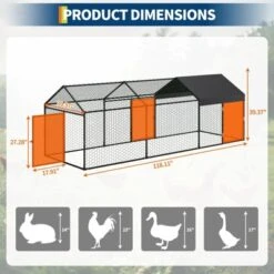 Chicken Coop Walk In Run - Galvanized Large Poultry Cage With Water-Resistant Cover, Outdoor Hen House For Backyard Farm -Furniture GUEST 176d86a7 b576 4835 8d94 912aeed1aafb