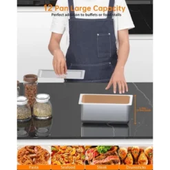 Commercial Food Warmer - 1500W Electric Steam Table With Acrylic Guard, 12-Pan Stainless Steel, (110V) -Furniture GUEST 17c289b0 36c6 49cb 849e 22ec80fe21b8