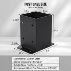 Post Base, 4x4 Post Base - Heavy Duty 10-Pack Powder-Coated Steel Brackets With Hardware For Deck, Fence, Pergola, Gazebo