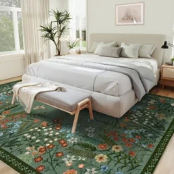 8x10 Washable Rugs Non Slip - Large Floral Area Rug For Living Room, Bedroom (Green) 11 8x10 Washable Rugs Non Slip - Large Floral Area Rug For Living Room, Bedroom (Green) -Furniture GUEST 188dbbbc e1d6 45df ba2f ac53dac712f1