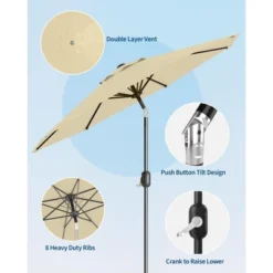 9FT Patio Umbrella Outdoor, Market Umbrella, Table Umbrella With Push Button Tilt And Crank, 8 Sturdy Ribs UV Protection Waterproof -Furniture GUEST 19b522a7 0fc0 49af 81f9 e1ebd1bff237
