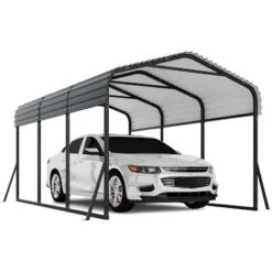 Carport, Metal Carport 10x15 FT - Outdoor Canopy With Reinforced Base & Galvanized Steel Roof, Heavy Duty Shelter For SUV Truck Boats -Furniture GUEST 19f34bfb 81c2 4fe3 8b27 87f9d5049921