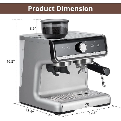 Espresso Machine With Grinder - 20 Bar Professional Coffee Maker, Built-in Milk Frother, 95oz Water Tank & 30 Grind Settings 9 Espresso Machine With Grinder - 20 Bar Professional Coffee Maker, Built-in Milk Frother, 95oz Water Tank & 30 Grind Settings - Image 7