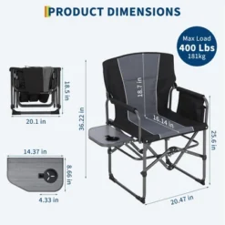 Oversized Camping Directors Chair 2 Pcs, Portable Folding Lawn Chairs For Adults Heavy Duty With Side Table, Outdoor Foldable Camp Chair With Pocket -Furniture GUEST 1b022595 d7b8 4c45 b554 ca3be364dd46