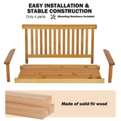 48in Heavy Duty Porch Swing - 440lb Capacity Outdoor Wooden Swing With Hanging Chains Ordinary Model, Rustic Natural Finish 18 48in Heavy Duty Porch Swing - 440lb Capacity Outdoor Wooden Swing With Hanging Chains Ordinary Model, Rustic Natural Finish -Furniture GUEST 1c86365f 68ba 41c8 b342 e3c27df5f7d2