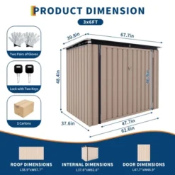 Metal Outdoor Lean To Storage Shed, Lean To Garden Shed Utility Tool Shed, Heavy-Duty Outdoor Metal Wall Side Storage Sheds