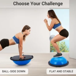 23in Balance Ball, 1600 Lbs Half Exercise Ball With Nonslip Base, Inflatable Half Ball Balance Trainer, Stability Half Yoga Ball Strength Training