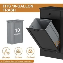 Double Tilt Out Trash Cabinet 20 Gallon,Hidden Wooden Trash Can Cabinet With Deodorizing Function,Farmhouse Laundry Hamper Cabinet -Furniture GUEST 1d4f05da ba11 40f2 999d 5a3612024fde