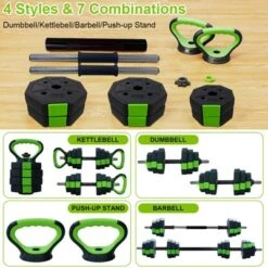Adjustable Dumbbell Set With Iron Handle, 44lbs Weight Set, Green And Black, Octagon Head 9 Adjustable Dumbbell Set With Iron Handle, 44lbs Weight Set, Green And Black, Octagon Head -Furniture GUEST 1d98e1cd 5576 411a b9cc b2144a2ca9f0