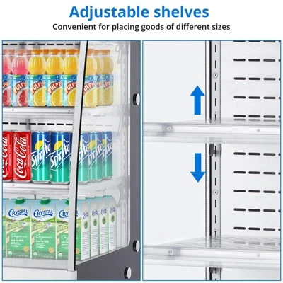 Commercial Refrigerator - 7.8 Cu.FT Open Merchandiser With Interior LED Lighting, Double-Layered Glass, 4 Wheels, 110V Floor Fridge 6 Commercial Refrigerator - 7.8 Cu.FT Open Merchandiser With Interior LED Lighting, Double-Layered Glass, 4 Wheels, 110V Floor Fridge - Image 4