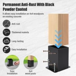 Post Base, Deck Brackets 4 Pack Heavy Duty Steel - Rust-Resistant Post Anchors With Hardware Kit For Fence, Deck, Gazebo