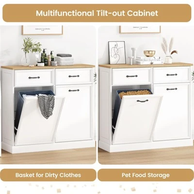 Trash Cabinet Tilt Out, Hidden Trash Can Cabinet Storage Holder, Freestanding Pet-Proof Garbage Can Cabinet For Kitchen Dining Living 5 Trash Cabinet Tilt Out, Hidden Trash Can Cabinet Storage Holder, Freestanding Pet-Proof Garbage Can Cabinet For Kitchen Dining Living - Image 3