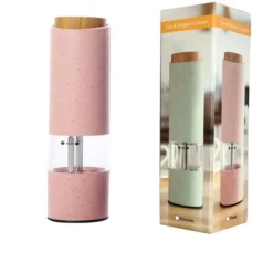 2pcs Electric Salt And Pepper Grinder Set, Automatic Shakers Mill Powered One Hand Operation Salt Pepper Mill For Kitchen Gadgets Pink