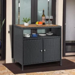 Outdoor Storage Cabinet With Doors - Weatherproof Rattan Patio Storage Box & Bar Table 16 Outdoor Storage Cabinet With Doors - Weatherproof Rattan Patio Storage Box & Bar Table -Furniture GUEST 1fa20eeb 73bb 460d b083 305505c34d14