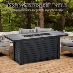 57" Fire Pit Table, 50000BTU Rectangle Propane Fire Table With Cover,Rain Cover, Sturdy Steel And Iron Fence Surface, CSA Safety Certified -Furniture GUEST 1fd0e114 dfd0 4f4d 9849 807f53d8eae3