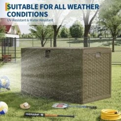 TROPOW120 Gallon Waterproof Large Resin Deck Box Indoor Outdoor Lockable Storage Container For Patio Furniture, Garden, Tools -Furniture GUEST 1ff78a61 69c6 4ebd a712 21f683b2f749