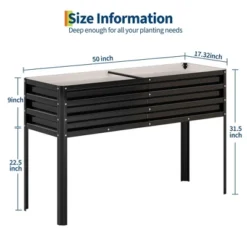 Raised Garden Bed With -Watering Reservoir - Tall Elevated Square Planter Box For Vegetables/Herbs