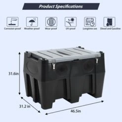 Transfer Tank, 128 Gallon Capacity, Transfering Tank With 12v DC 10 GPM Transfer Pump & 13.1Ft Rubber Hose