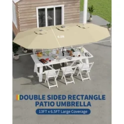 13FT Outdoor Umbrellas For Patio, Double-Sided Rectangular Patio Umbrella With Fade Resistant Canopy For Deck Pool Garden Backyard -Furniture GUEST 20d0da64 56fb 41af b032 3562b10336c1