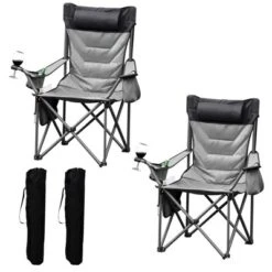 Oversized Padded Camping Chairs, Hevy Duty Folding Camp Chair - Comfortable Camping Chair With High Back & Pillow, 2 Pack -Furniture GUEST 21703bcb d0c5 429a a8ea 1605b1128a1d