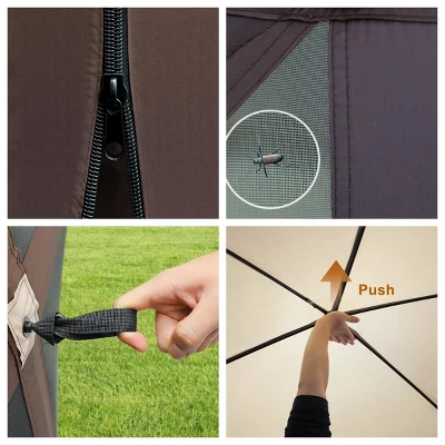 Pop-Up Screen Tent Gazebo, 12 X 12 Ft Camping Canopy Instant Shade, Featuring 6 Removable Privacy Canopy, And Made From 210D Oxford Fabric 8 Pop-Up Screen Tent Gazebo, 12 X 12 Ft Camping Canopy Instant Shade, Featuring 6 Removable Privacy Canopy, And Made From 210D Oxford Fabric - Image 6
