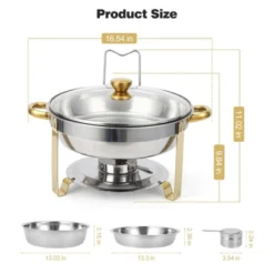 MilleLoom Chafing Dish Buffet Set , 5QT Food Servers And Warmers Stainless Steel Round Chafing Dishes With Glass Lid & Lid Holder For Parties -Furniture GUEST 22fb8a05 d559 4989 a7fa 035b632e647d