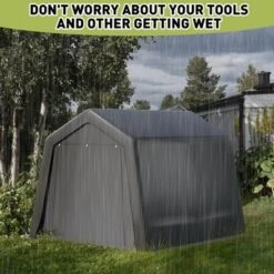 Outdoor Portable Storage Shelter Shed, Waterproof And UV Resistant Portable Garage Kit Tent With Rolled Up Zipper Doors & Vents Carport