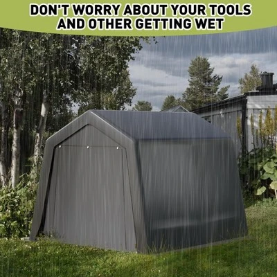Outdoor Portable Storage Shelter Shed, Waterproof And UV Resistant Portable Garage Kit Tent With Rolled Up Zipper Doors & Vents Carport 3 Outdoor Portable Storage Shelter Shed, Waterproof And UV Resistant Portable Garage Kit Tent With Rolled Up Zipper Doors & Vents Carport