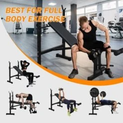 Olympic Adjustable Weight Bench Set,Bench Press With Squat Rack, Olympic Weight Bench , Workout Bench With Preacher Curl Pad And Leg Developer