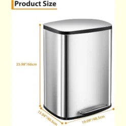 13.2 Gal/50L Trash Can, Rectangular Stainless Steel Trash Can With Recycling Bin, Fingerprint-Resistant, Soft-Close Lid, Step-on Garbage Bin -Furniture GUEST 23f2e4a0 0258 4f33 ae07 078c23248d68