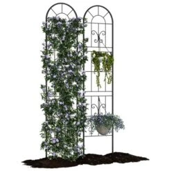 Pack Metal Trellis For Climbing Plants Outdoor, 55x12 Inch Garden Trellis For Vines/Flowers/Vegetables - Black Iron Plant Trellis Outdoor -Furniture GUEST 24a585d0 2c00 44dd b83d 47d5796fe63d