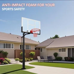 55" Outdoor Basketball Hoop System, Tempered Glass Shatterproof Backboard, 8-10Ft Quick Height Adjustment -Furniture GUEST 25c5ca96 2eea 458b a0fc 06137d4d182c