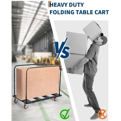 TROPOW Folding Table Cart, 1800LBS Capacity Heavy Duty Steel Table Dolly With 5" PU Swivel Wheels, Adjustable Drywall Dolly Cart With Locking System 8 TROPOW Folding Table Cart, 1800LBS Capacity Heavy Duty Steel Table Dolly With 5" PU Swivel Wheels, Adjustable Drywall Dolly Cart With Locking System - Image 6