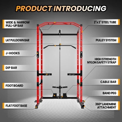 1600LBS Power Cage Squat Rack,Squat Machine With Dip Bar,Workout Equipment Home Gym 4 1600LBS Power Cage Squat Rack,Squat Machine With Dip Bar,Workout Equipment Home Gym - Image 2