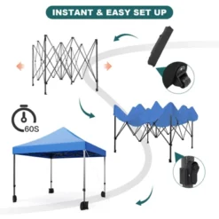 Commercial Pop Up Tent, 10x10 FT Canopy Tent, 500D Waterproof Canopy, Outdoor Sun Shade With Roller Bag & 4 Sandbag For Outdoor/Camping/Stall -Furniture GUEST 2754d8ab c03b 4b18 9f7b 6a63488e0452