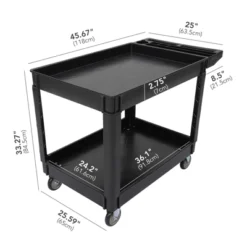 Service Cart, 500 LBS Heavy Duty 2-Shelf Rolling Utility Cart - 45''X25'' Trays, Non-Marking Wheels (Warehouse/Garage/Cleaning) -Furniture GUEST 27792cb5 2b85 429d b6d4 480f3421daca