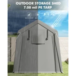 7x15 FT Motorcycle Storage Sheds, Portable Shed With Rolled Up Zipper Door, Waterproof -Furniture GUEST 278fdad3 37b2 41d6 a920 912456d6a648
