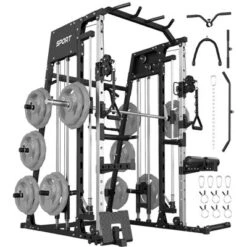 Home Gym, Power Cage 2200LBS All-in-One - Smith Bar, Dual Pulley System, LAT Pull-Down, Cable Station Strength Training Equipment 18 Home Gym, Power Cage 2200LBS All-in-One - Smith Bar, Dual Pulley System, LAT Pull-Down, Cable Station Strength Training Equipment -Furniture GUEST 2799dbec da9b 46ec a3bf cabe78a39a0e