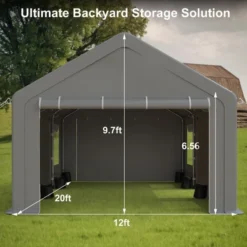 Carport, Portable Garage 13x20FT Heavy Duty - Galvanized Frame, 180g PE Waterproof Canopy With 4 Doors (2 Side Doors) & 4 Windows For Truck, Boat 15 Carport, Portable Garage 13x20FT Heavy Duty - Galvanized Frame, 180g PE Waterproof Canopy With 4 Doors (2 Side Doors) & 4 Windows For Truck, Boat -Furniture GUEST 28253b0e 15ee 4589 a8da 932c31703815