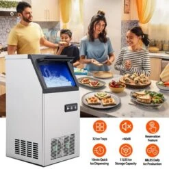 TROPOW Commercial Ice Maker Machine , Stainless Steel Undercounter & Freestanding Ice Maker With 24Lbs Storage, 2-Way Water Supply - For Bars, Silver -Furniture GUEST 282bce87 910c 4aa8 afd1 1d963c40b9cb